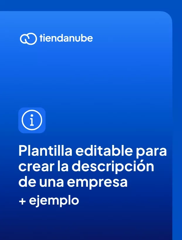 Portada de la plantilla editable para crear la descripción de una empresa.